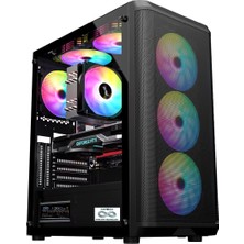Aztech Sky Hawk AZT18 600W Temper Cam , Mesh Panel Siyah 4*12CM Rgb Fan + USB 3.2 Gaming Kasa