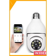 İn3dex 360 Derece Dönen Wifi Kamera E27 Duy Gece Görüşlü