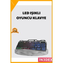 İn3dex Rgb Işıklı Oyuncu Klavye Mouse Seti Türkçe Q Dpı Ayarlı