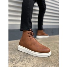 JY207 Oslo Bağcıklı Ortopedik Taban Cilt Erkek Spor Bot Cbt - Taba
