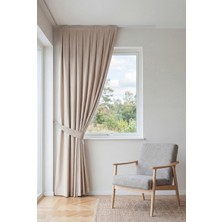 Nareen Home Bej Fon Perde 100X270 Pilesiz