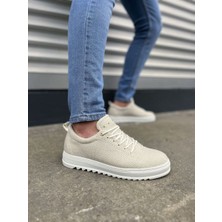 JY152 Cool Bağcıklı Keten Erkek Günlük Spor Klasik Ayakkabı Kbt - Beyaz