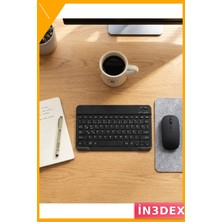 İn3dex Bluetooth Kablosuz Klavye Mouse Seti Sessiz Ince Tasarım