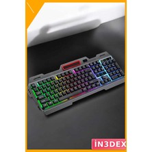 İn3dex Rgb Işıklı USB Oyuncu Klavye Seti Mouse Hediyeli Q Klavye