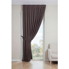 Nareen Home Kahve Fon Perde 100X250 Pilesiz