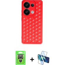 İlk El Grup Pilelistore™ Redmi Note 13 Pro 4g Kılıf Zirve Form - Siyah 3D Antistatik Cam Ekran Koruyucu + Raze Metal Kamera Lens - Gs