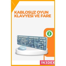 İn3dex Kablosuz Retro Klavye ve Mouse Seti 104 Tuşlu Pastel Tasarım