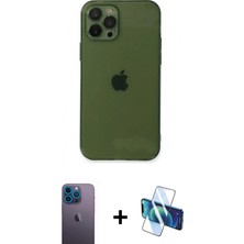 Pileli Store Pilelistore™ iPhone 12 Pro Kılıf Ahenk Doku - Siyah 3D Antistatik Seramik Nano Ekran Koruyucu + Neon Fosforlu Kamera Lens - Mı