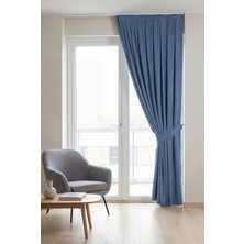Nareen Home Lacivert Fon Perde 100X250 Pilesiz