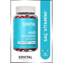 SOVITAL Hair Biotin 5000 mcg Ahududu Aromalı Şekersiz Çiğnenebilir Saç Vitamini 60 Gummy