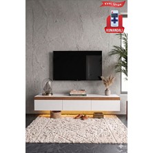 PlatinReyon Pureline Tech LED Işıklı Tv Ünitesi 180 cm - Modern Tv Sehpası - Beyaz