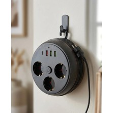 İlkyaz Fashion Güvenli Çoklu Priz 3 Priz 3 USB 1 Type C Termal Koruma Uzun Kablo