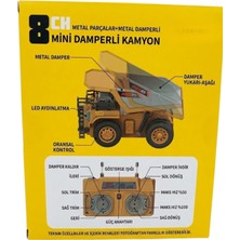Bby Toys 1:64 Metal Mini Damperli Kamyon – 8 Kanal Kumandalı Işıklı Şarjlı Iş Makinesi