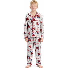 Enie Erkek Çocuk Gri Karakter Desenli 4 Mevsim Pijama Takımı + Gözbandı