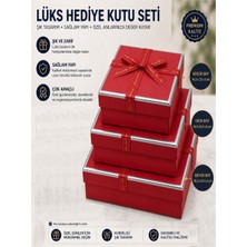 ArtMaster Kırmızı Hediye Kutusu 3 Lü 1 Paket K-1148 Boş Hediye Kutusu 3 Lü Sevgiliye Özel Kurdelalı Kutu Karton Kutu Hatıra Kutusu