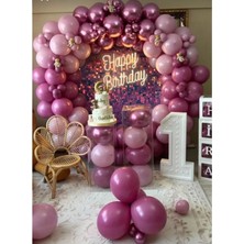 Parti Düşleri Doğum Günü Balon Zinciri Wild Berry - Dusty Rose - Krom Pink Süsleme Balon Zincir Seti
