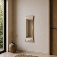 Aypars Atölye Modern Altın Çerçeveli Boy Aynası 40X120 cm – Kavisli Minimalist Dekoratif Duvar Aynası