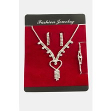 Adata Jewelry Su Yolu Kalp Model Kolye Set Gümüş Rengi