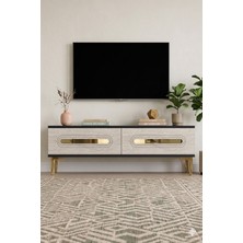 Yumedi Design TSA1220ATG - Ethema Tv Stand , Tv Sehpası 120CM Antrasit-Traverten-Gold
