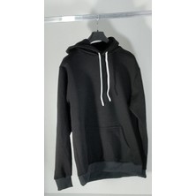 Kapşonlu Siyah Rahat Regular Kesim Yumuşak Dokulu Sıcak Tutan Unisex Swaetshirt