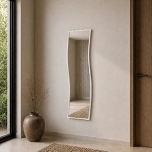 Aypars Atölye Modern Dalgalı Boy Aynası 40X120 cm – Organik Formlu Beyaz Minimalist Dekoratif Duvar Aynası 2026 Trend