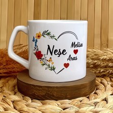 Loren Gift Anne ve Çocuk Isimli Kalp Temalı Kişiye Özel Anneler Günü Lüks Kupa