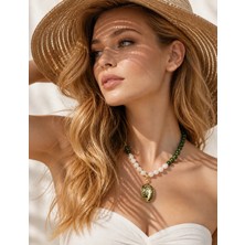 Solare Accessories Yeşim ve Hematit Doğal Taşlı Tasarım Kolye