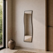 Aypars Atölye Modern Dalgalı Boy Aynası 40X120 cm – Organik Formlu Siyah Minimalist Dekoratif Duvar Aynası 2026 Trend