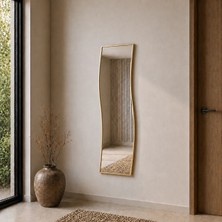Aypars Atölye Modern Dalgalı Boy Aynası 40X120 cm – Organik Formlu Altın Minimalist Dekoratif Duvar Aynası 2026 Trend