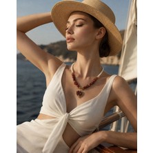 Solare Accessories Aura Doğal Kırık Yeşim & Cam Inci Kolye