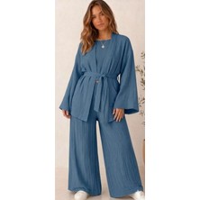 Müslin %100 Pamuk Kimono & Pantolon 2 Li Takım