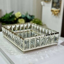 Dekor Arya Taşlı Dikdörtgen Gümüş Tepsi