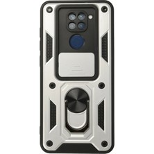 Zenvia Mey Ithalat®   Redmi Note 9 Kılıf Pars Lens Yüzüklü Silikon - Gümüş