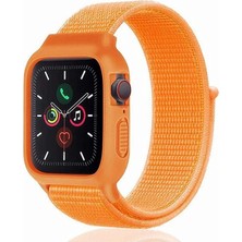 Zenvia Mey Ithalat®   Watch 42MM Hasırlı Cırtcırtlı Kasalı Kordon - Turuncu