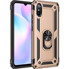 Zenvia Mey Ithalat®   Redmi 9A Kılıf Sofya Yüzüklü Silikon Kapak - Gold