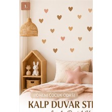 Lizpo Decor Kahverengi Kalpler Lovely Pastel Kalpler Duvar Bohem Çocuk Odası Duvar Sticker