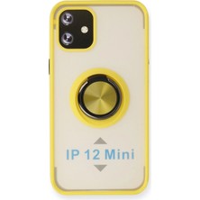 Zenvia Mey Ithalat®  iPhone 12 Mini Kılıf Montreal Yüzüklü Silikon Kapak - Sarı