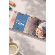 Tarihsiz Spiralli Haftalık Masaüstü Planlayıcı - Inci Küpeli Kız - 10X30 cm Plango