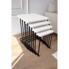 Benice Lina Series Siyah Metal Tekerlekli 4'lü Zigon Sehpa