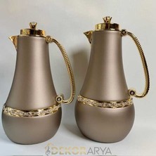 Dekor Arya Diamante Taşlı Pearl Brown Lüks Termos – (Cam Hazneli)