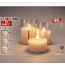8433 3'lü Mum Set Masa Lambası-Şık Dekor , Sıcak Işık , Anında Ambiyans