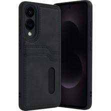 Zenvia Mey Ithalat®  Samsung Galaxy S25 Edge Sara Kartvizitli Deri Kılıf - Siyah