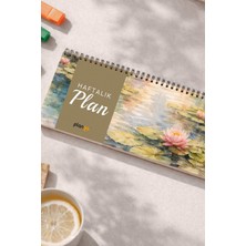 Tarihsiz Spiralli Haftalık Masaüstü Planlayıcı - Nilüfer Lotus  - 10X30 cm Plango