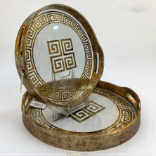 Deco Vien Sonsuz Desen 2’li Gold Yuvarlak Tepsi Seti (32–35 Cm)