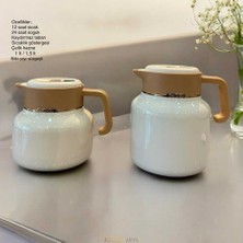 Dekor Arya Lychee White Ikili Çelik Hazneli Termos Seti (1 L & 1,5 L) – Bitki Çayı Süzgeçli