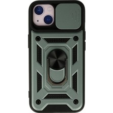 Zenvia Mey Ithalat®  iPhone 13 Kılıf Pars Lens Yüzüklü Silikon - Yeşil
