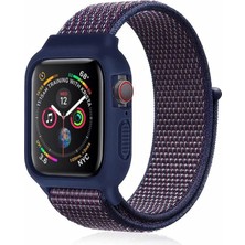 Zenvia Mey Ithalat®   Watch 38MM Hasırlı Cırtcırtlı Kasalı Kordon - Lacivert-Mürdüm