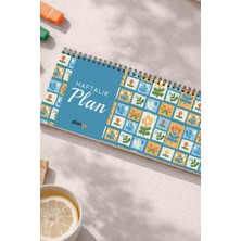 Tarihsiz Spiralli Haftalık Masaüstü Planlayıcı - Kutu Çiçekler - 10X30 cm Plango