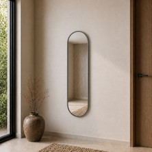 Aypars Atölye Modern Oval Boy Aynası 40X120 cm – Minimalist Gri Çerçeveli Dekoratif Duvar Aynası 2026 Trend