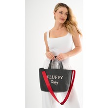 Mute Bag Nakışlı Black Mumlu Kanvas Okul Omuz El Çantası + Ayarlanabilir Askı (En:27/40 Boy:23)